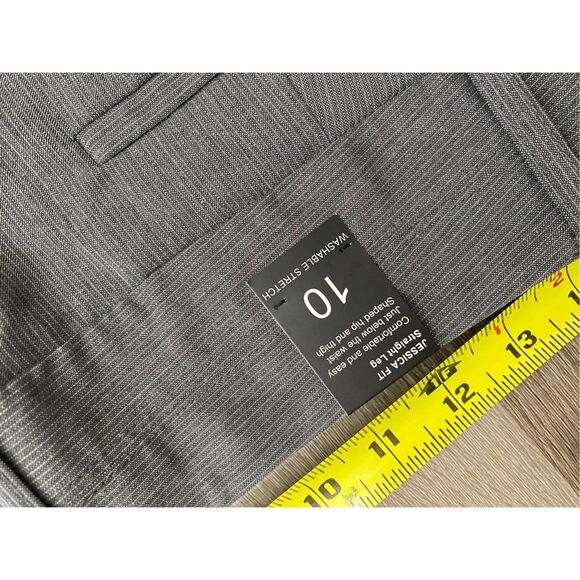 Atelier Luxe NWT Gray Pinstripe Dress Straight Leg Pants, Sz 10, MSRP $98 - Picture 10 of 10